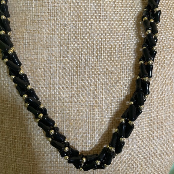Elegant Black and Gold Women's Necklace - Picture 3 of 5